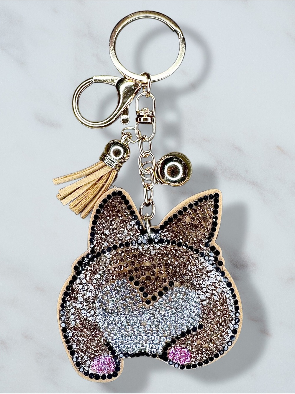 Corgi Butt Rhinestone Charm Keychain